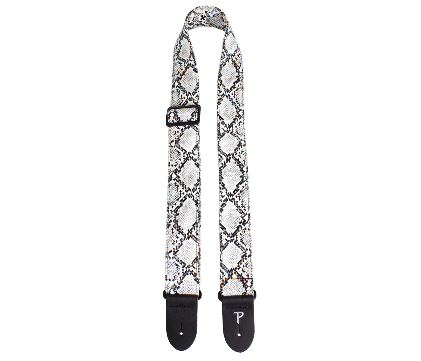 2 Black and White Faux Snake Skin Guitar Strap with Triglide