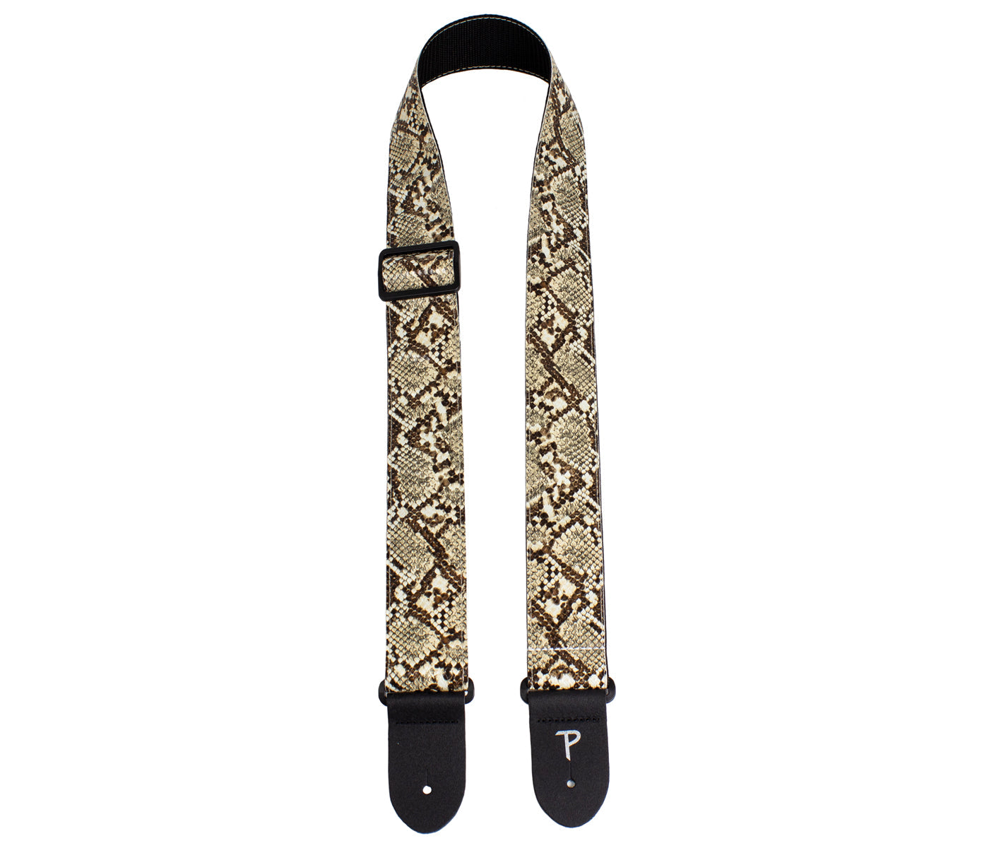 2 Brown Faux Snake Skin Guitar Strap with Triglide