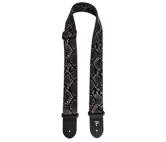 2 Black Faux Snake Skin Guitar Strap with Triglide