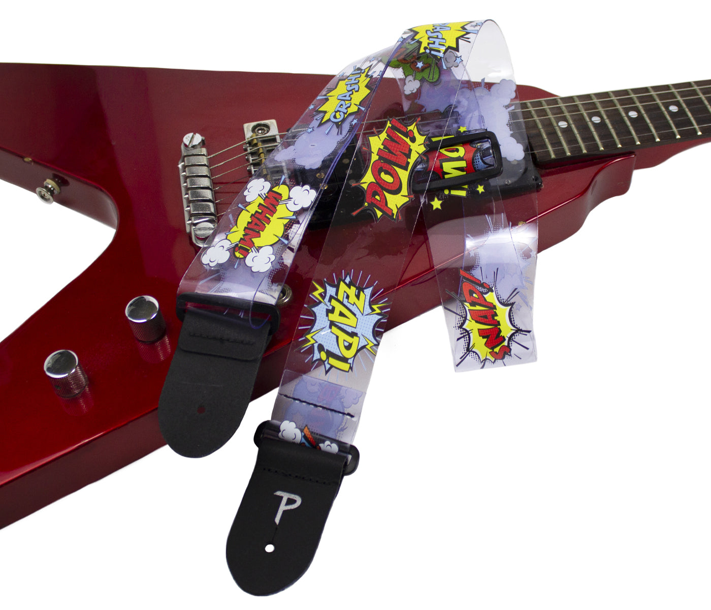 Comic Book ONOMs Direct to PVC Guitar Strap