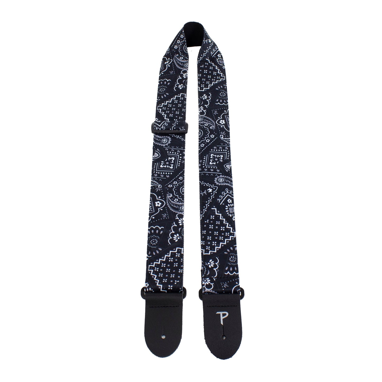 2 BLACK BANDANA DESIGN PRINTED FABRIC GUITAR STRAP