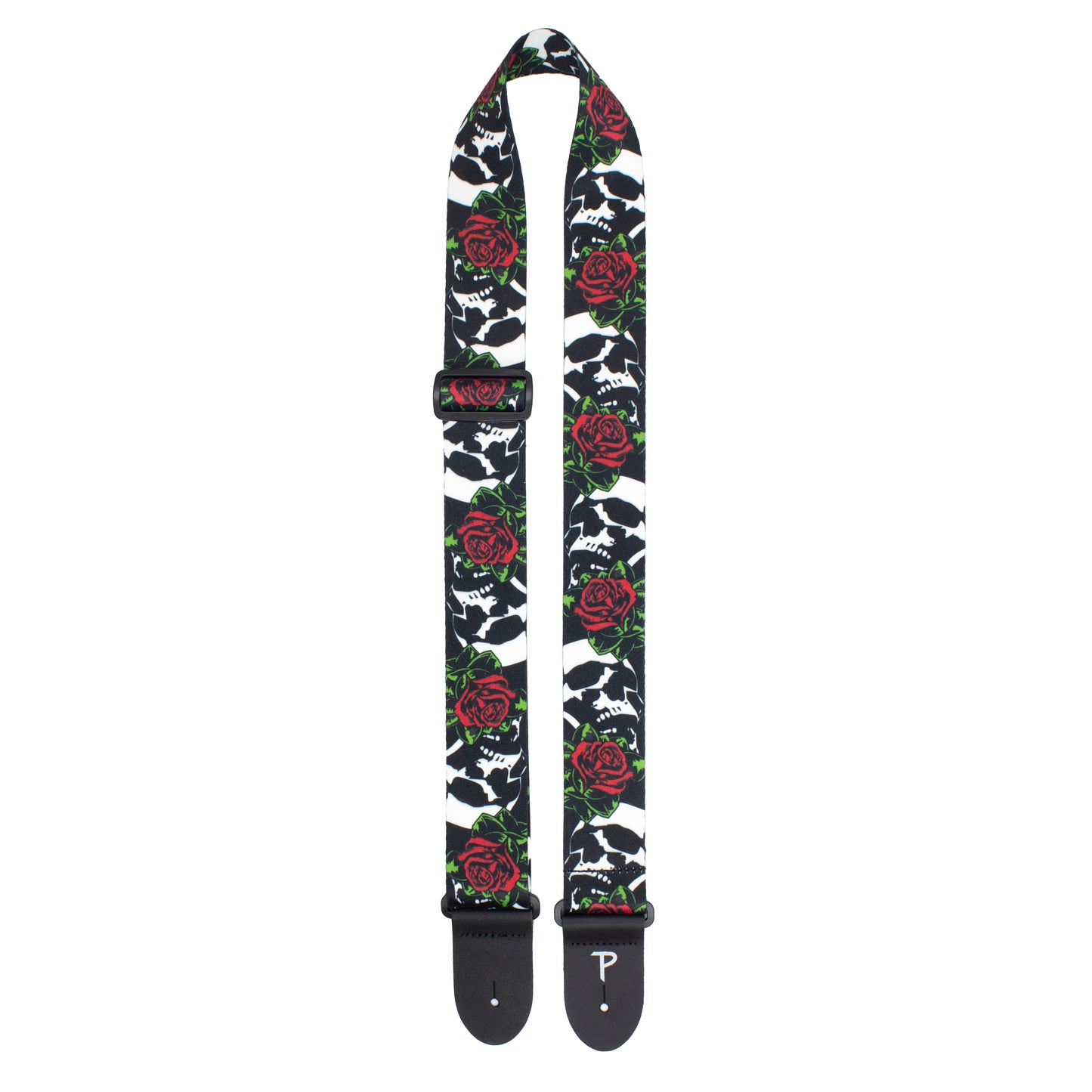 SKULLS AND ROSES DESIGN POLYESTER GUITAR STRAP