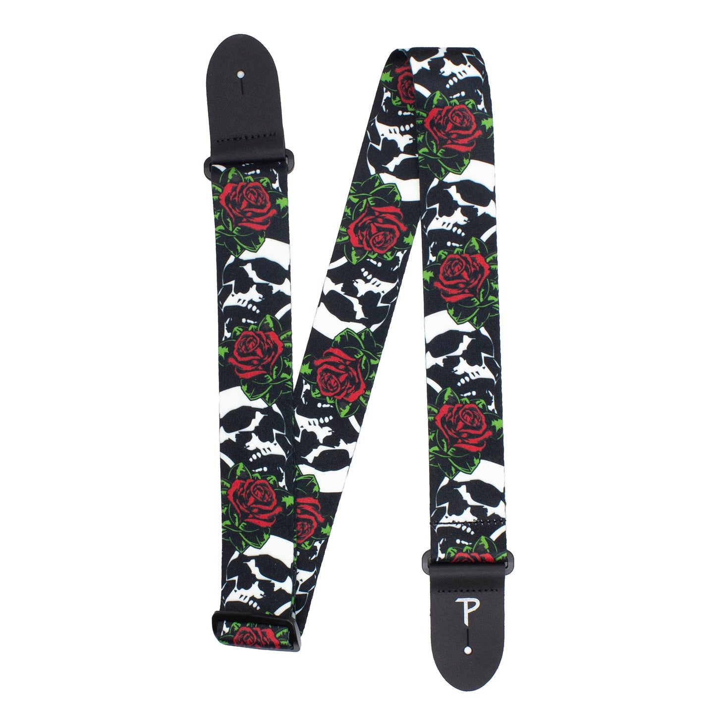 2” SKULLS & ROSES POLYESTER GUITAR STRAP