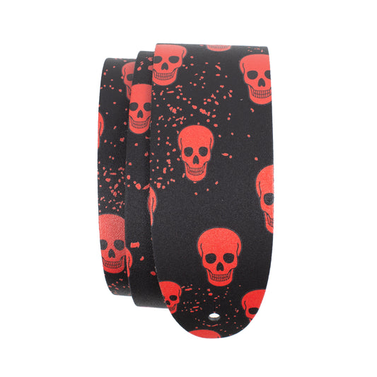 DIRECT TO LEATHER RED SKULL PRINT Guitar Strap