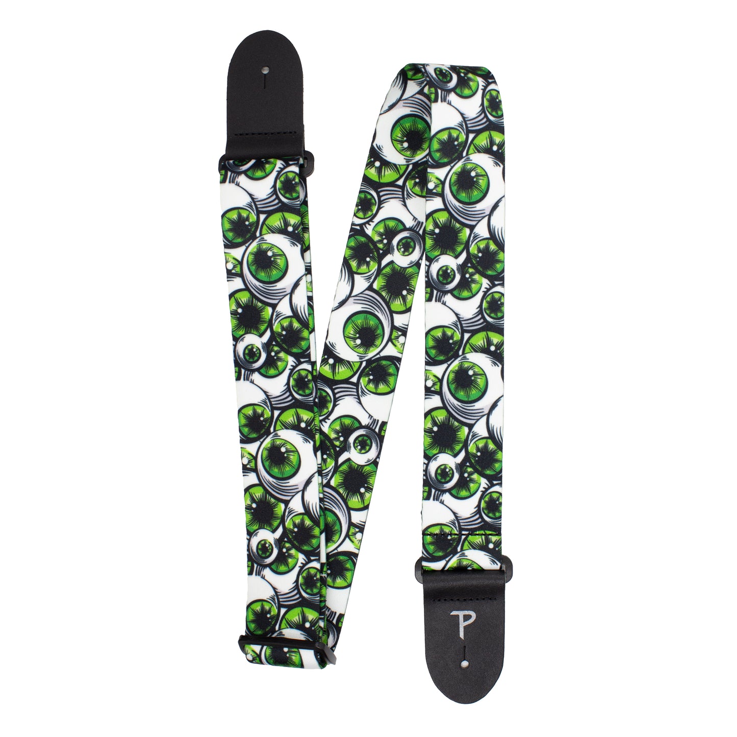 GREEN EYEBALLS DESIGN POLYESTER GUITAR STRAP
