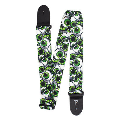 GREEN EYEBALLS DESIGN POLYESTER GUITAR STRAP