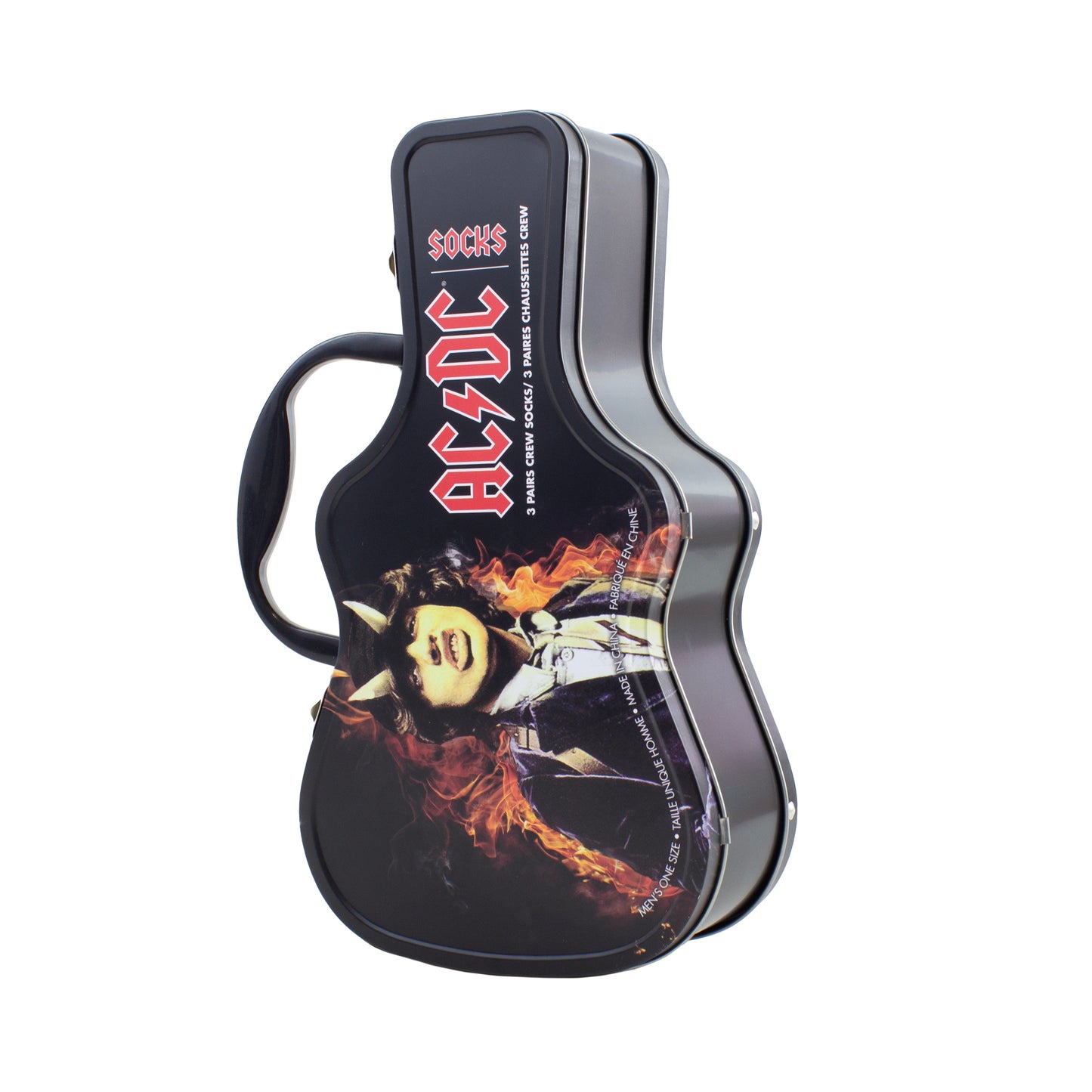 AC/DC GUITAR TIN SOCK BOX, 3 PAIR