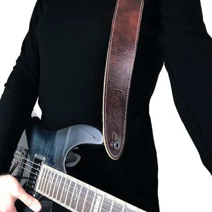 Chocolate Brown Deluxe Soft Italian Garment Leather Guitar Strap