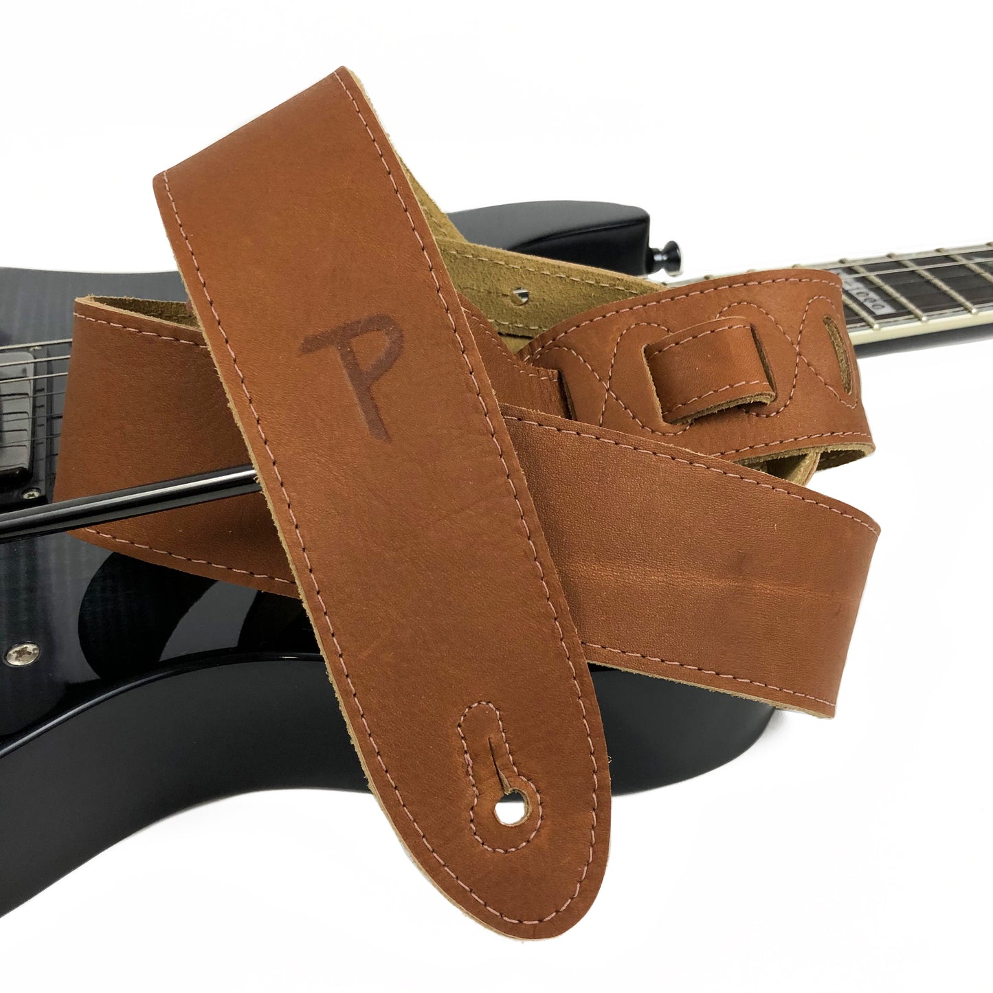 Camel Deluxe Soft Italian Garment Leather Guitar Strap