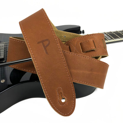Camel Deluxe Soft Italian Garment Leather Guitar Strap