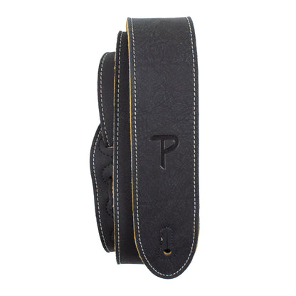 Black Ink Deluxe Soft Italian Garment Leather Guitar Strap