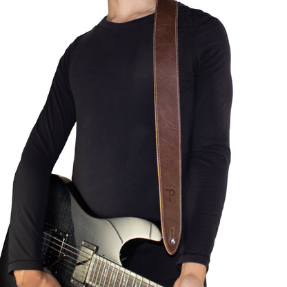 Truffle Colour Deluxe Soft Italian Garment Leather Guitar Strap
