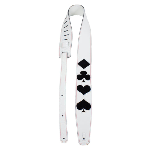 LEATHER AND SUEDE POKER SHAPE INLAYS Guitar Strap