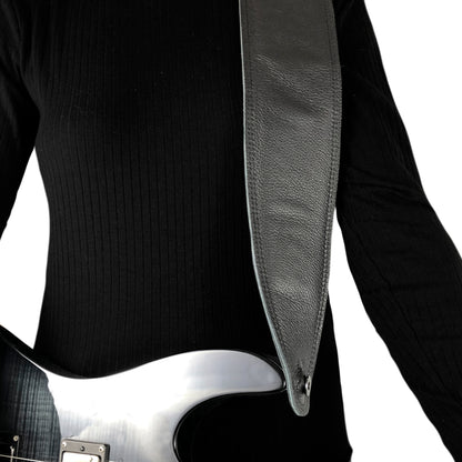 Black Padded Leather Guitar Strap