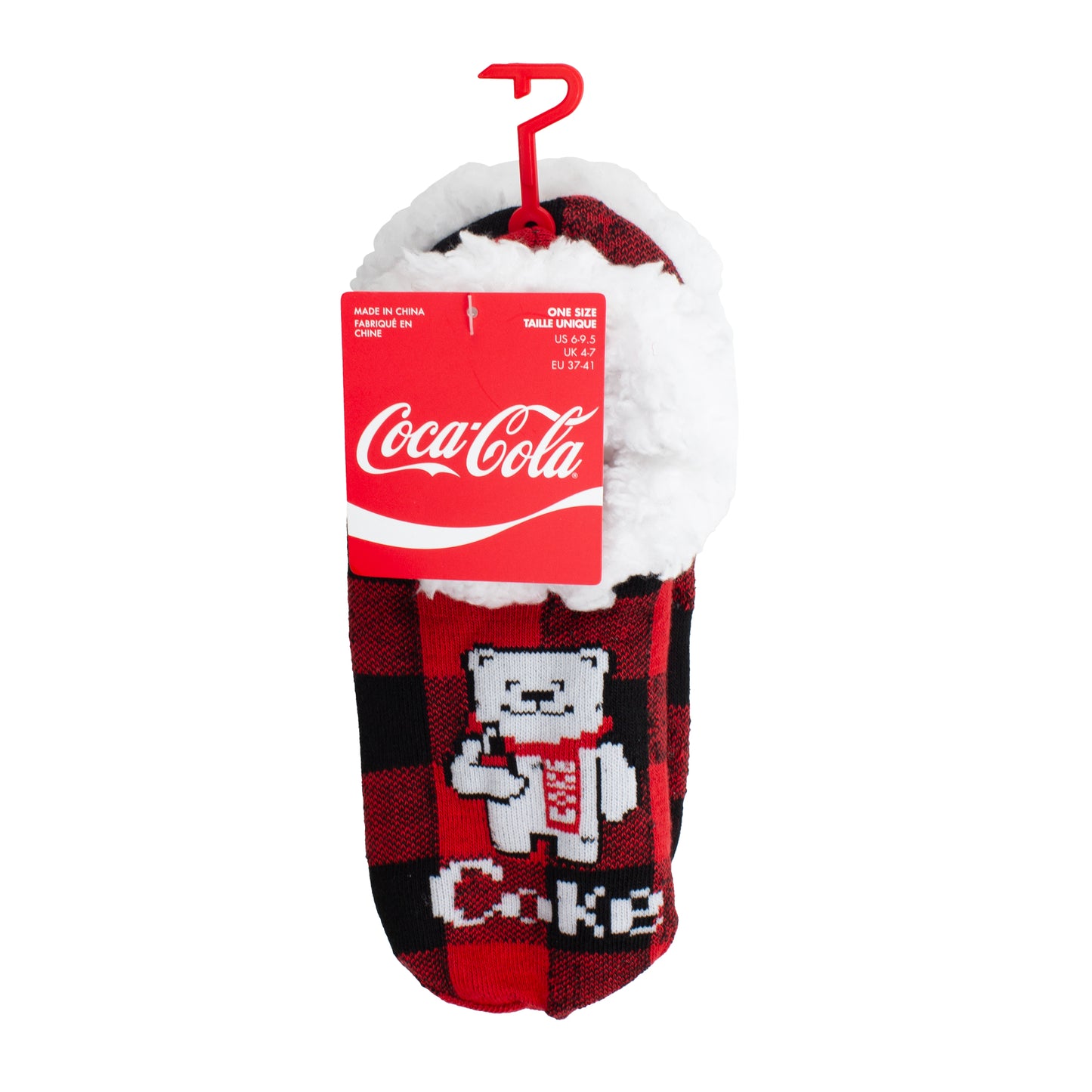 COKE POLAR BEAR FUZZY NON-SLIP GRIPPERS, WOMEN'S 1 PAIR