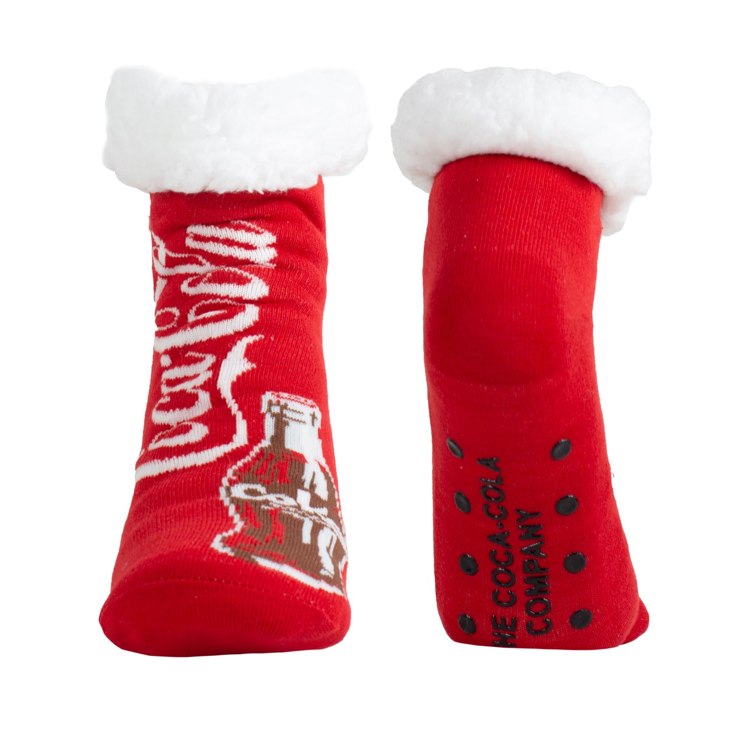 COKE VINTAGE BOTTLE FUZZY NON-SLIP GRIPPERS, WOMEN'S 1 PAIR