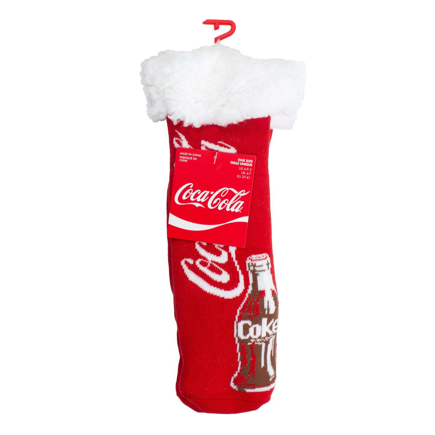 COKE VINTAGE BOTTLE FUZZY NON-SLIP GRIPPERS, WOMEN'S 1 PAIR