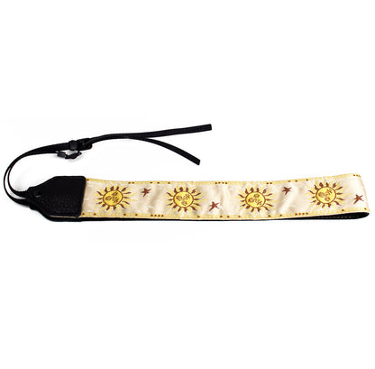 Cream / yellow sun jacquard camera strap.