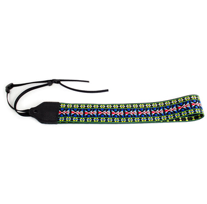 Blue / yellow hootenanny nylon camera strap.