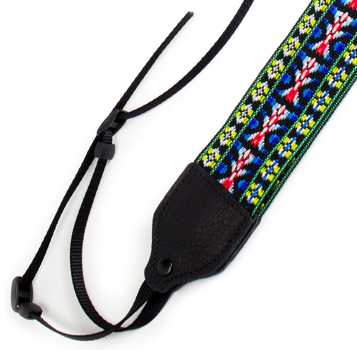 Blue / yellow hootenanny nylon camera strap.