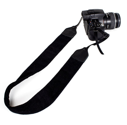 Black corduroy camera strap.