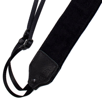 Black corduroy camera strap.