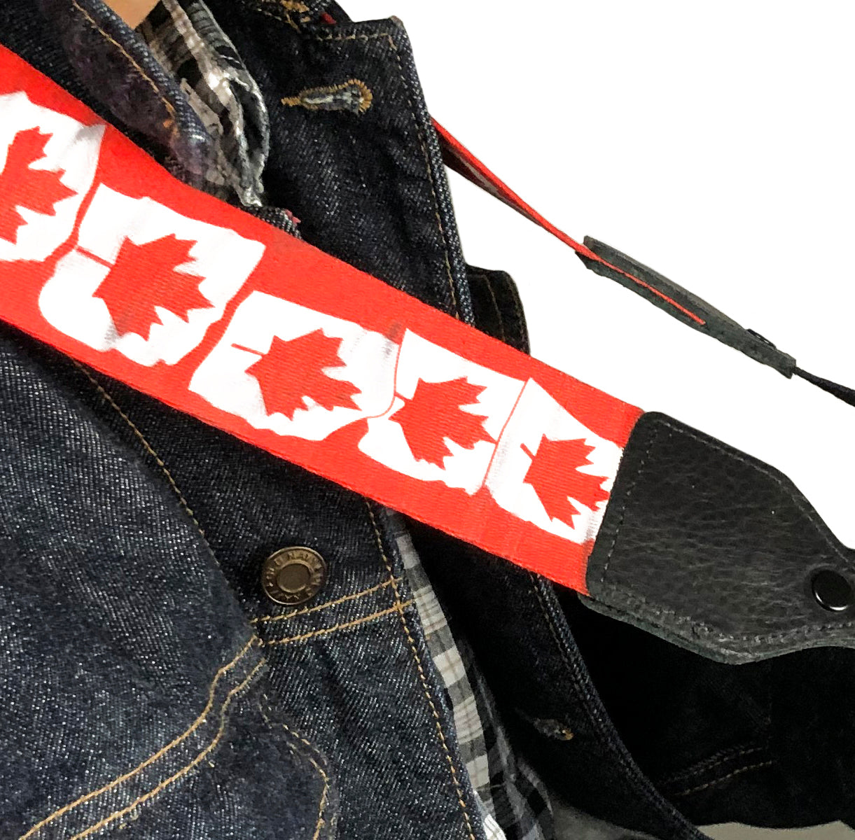 Canadian flag polyester camera strap.