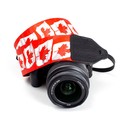 Canadian flag polyester camera strap.