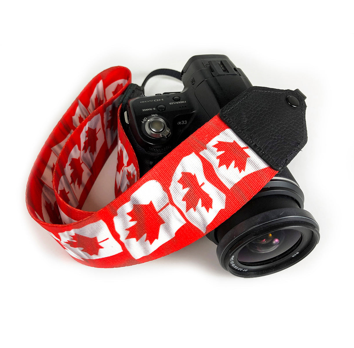 Canadian flag polyester camera strap.