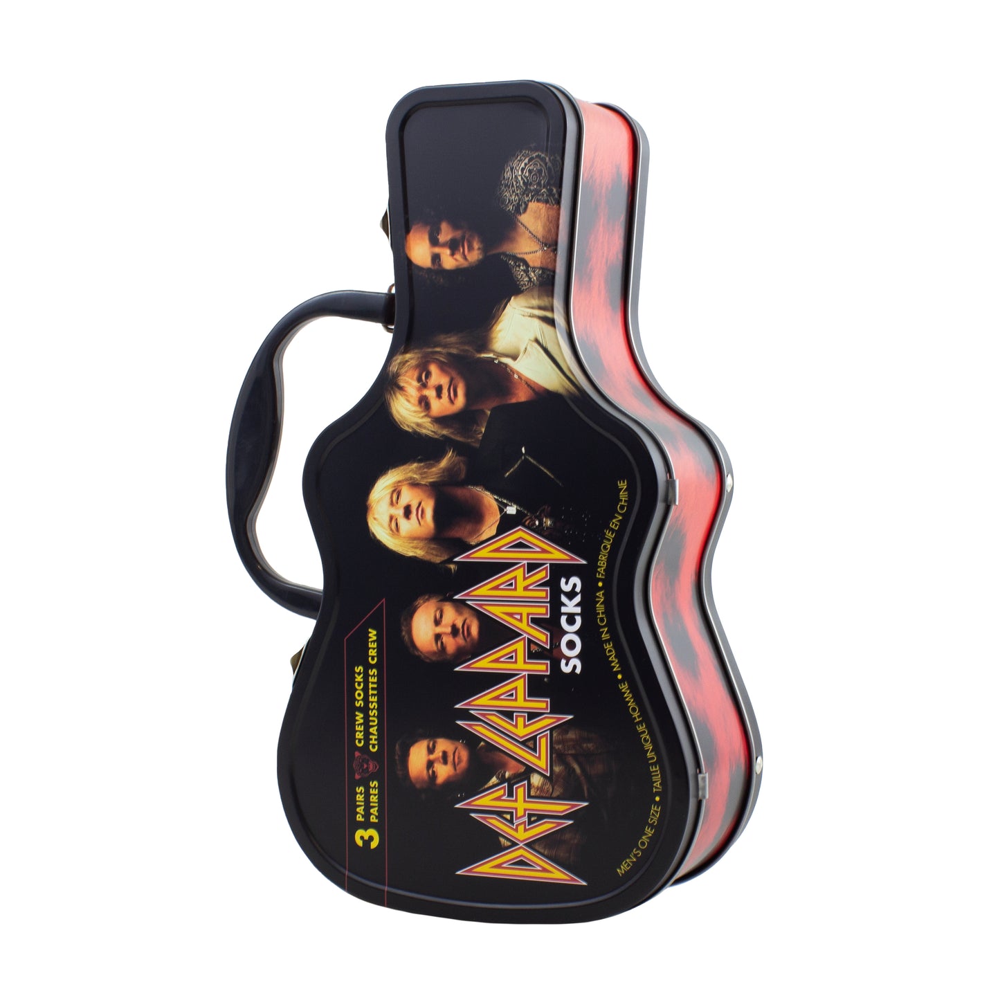 DEF LEPPARD GUITAR TIN SOCK BOX, 3 PAIR