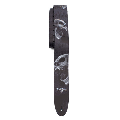 ALCHEMY BERSERKER SKULL PRINTED LEATHER GUITAR STRAP
