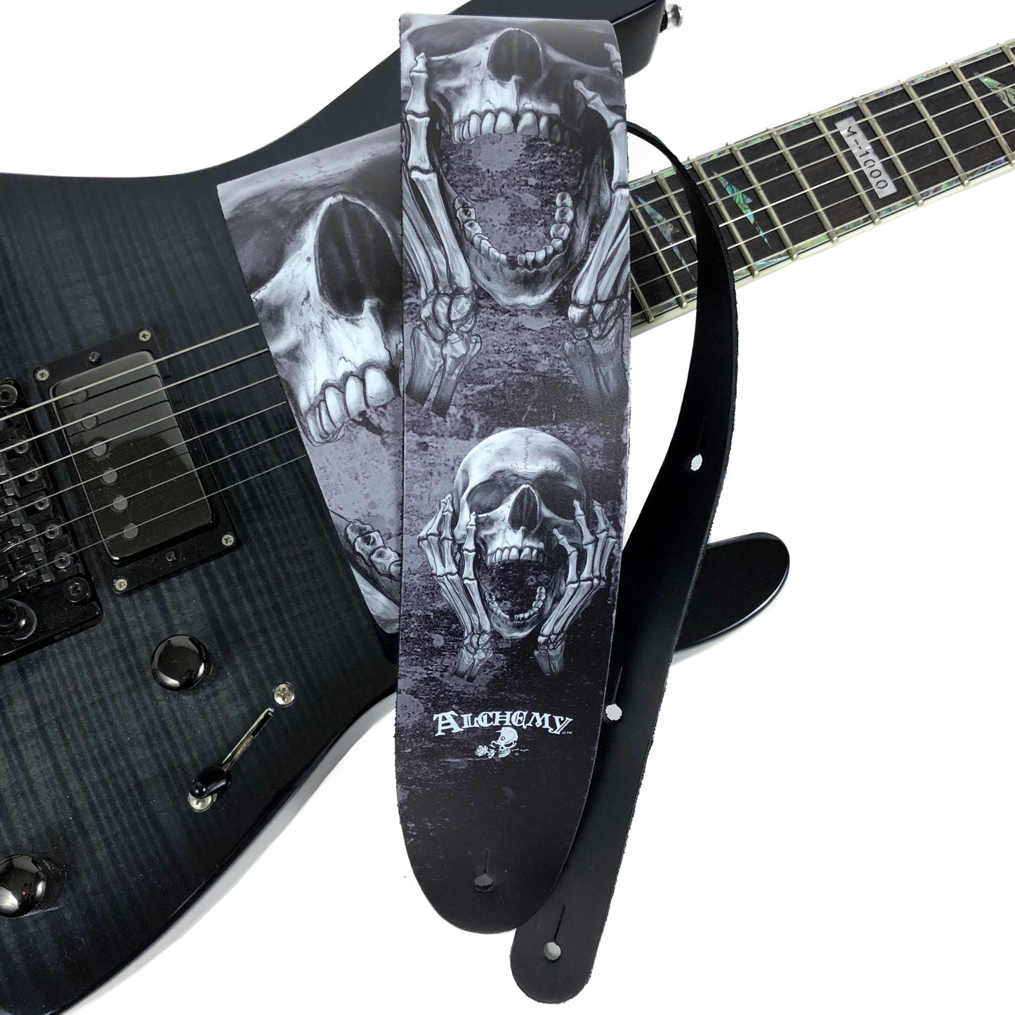 ALCHEMY THE SCREAM PRINTED LEATHER GUITAR STRAP