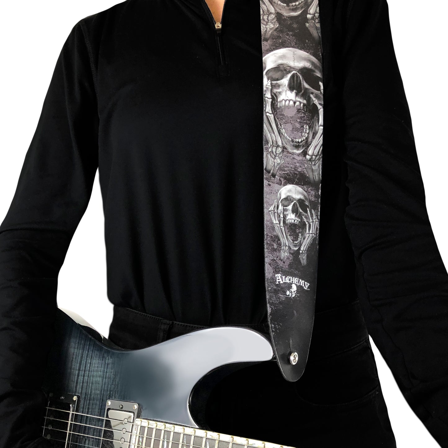 ALCHEMY THE SCREAM PRINTED LEATHER GUITAR STRAP