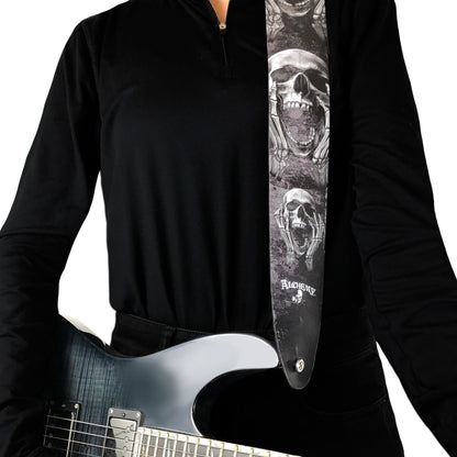ALCHEMY THE SCREAM PRINTED LEATHER GUITAR STRAP