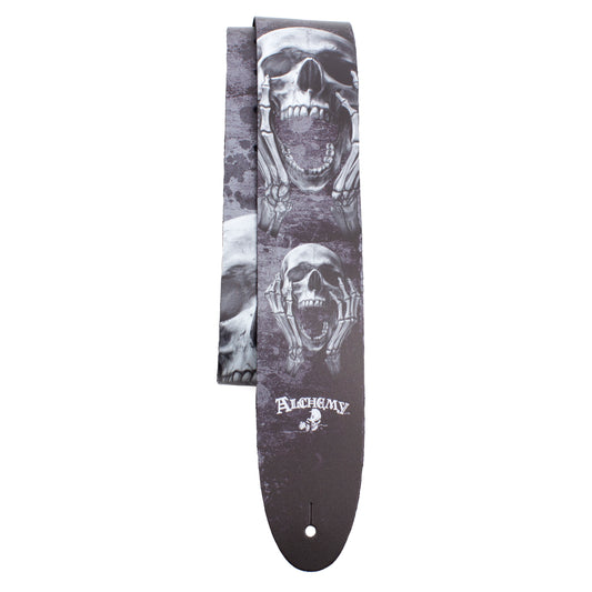 ALCHEMY THE SCREAM PRINTED LEATHER GUITAR STRAP