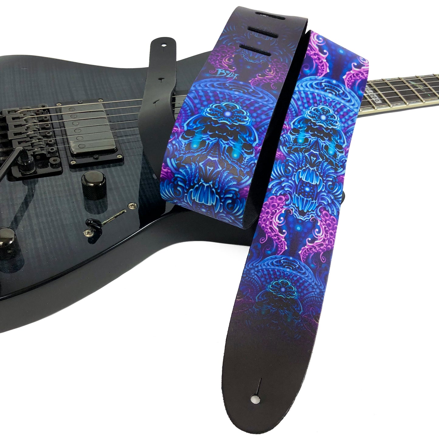 DAVID BOLLT ELECTRIC DEEP PRINTED LEATHER GUITAR STRAP