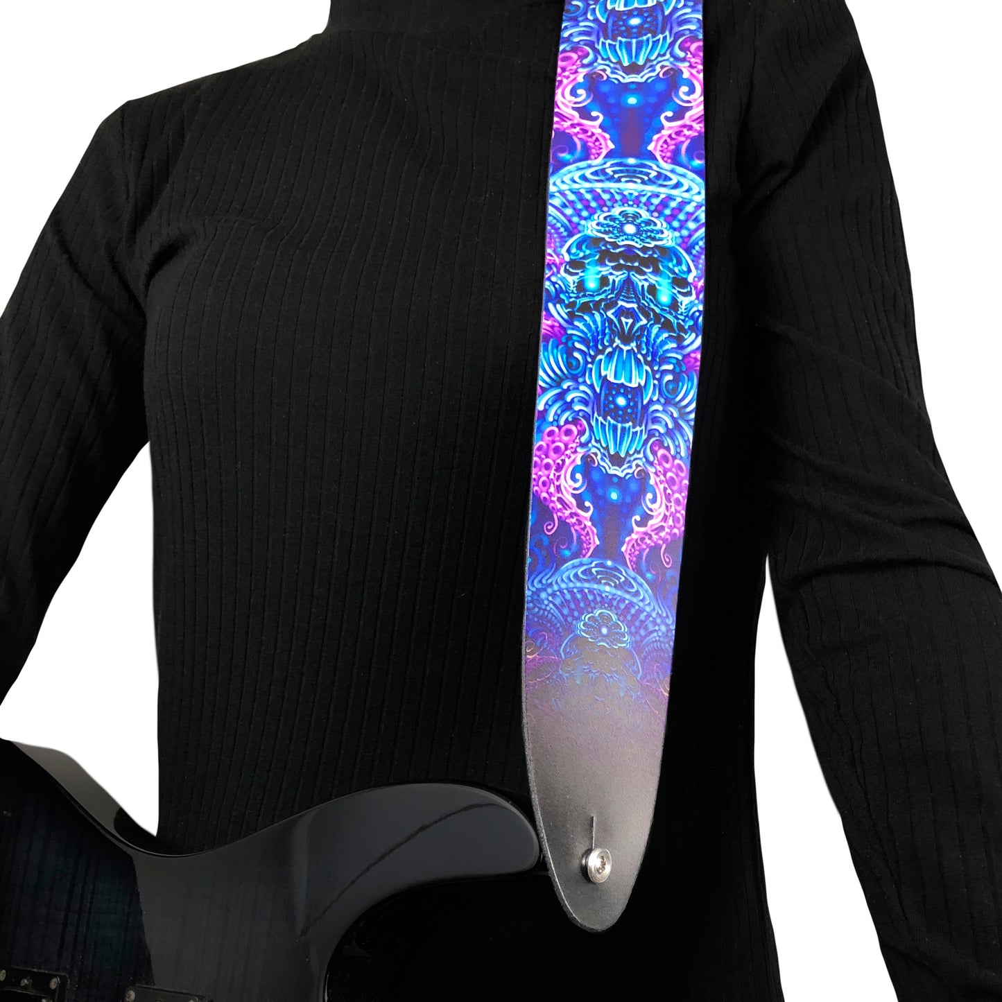 DAVID BOLLT ELECTRIC DEEP PRINTED LEATHER GUITAR STRAP