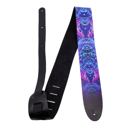 DAVID BOLLT ELECTRIC DEEP PRINTED LEATHER GUITAR STRAP