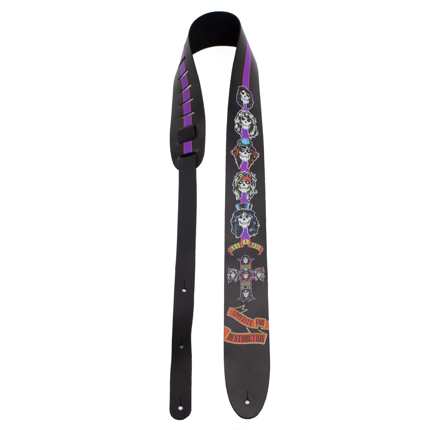 GUNS N ROSES APPETITE FOR DESTRUCTION PRINTED LEATHER GUITAR STRAP