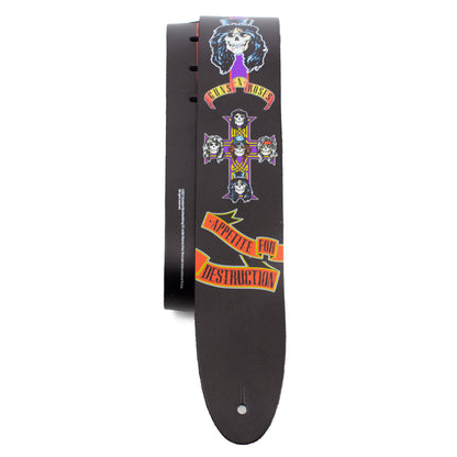 GUNS N ROSES APPETITE FOR DESTRUCTION PRINTED LEATHER GUITAR STRAP