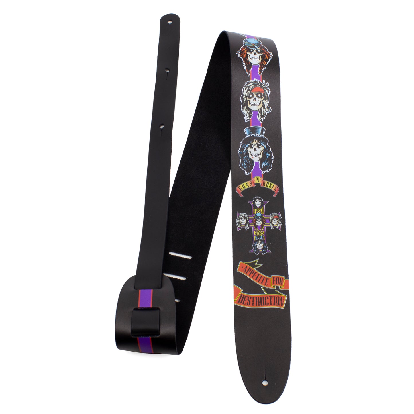 GUNS N ROSES APPETITE FOR DESTRUCTION PRINTED LEATHER GUITAR STRAP