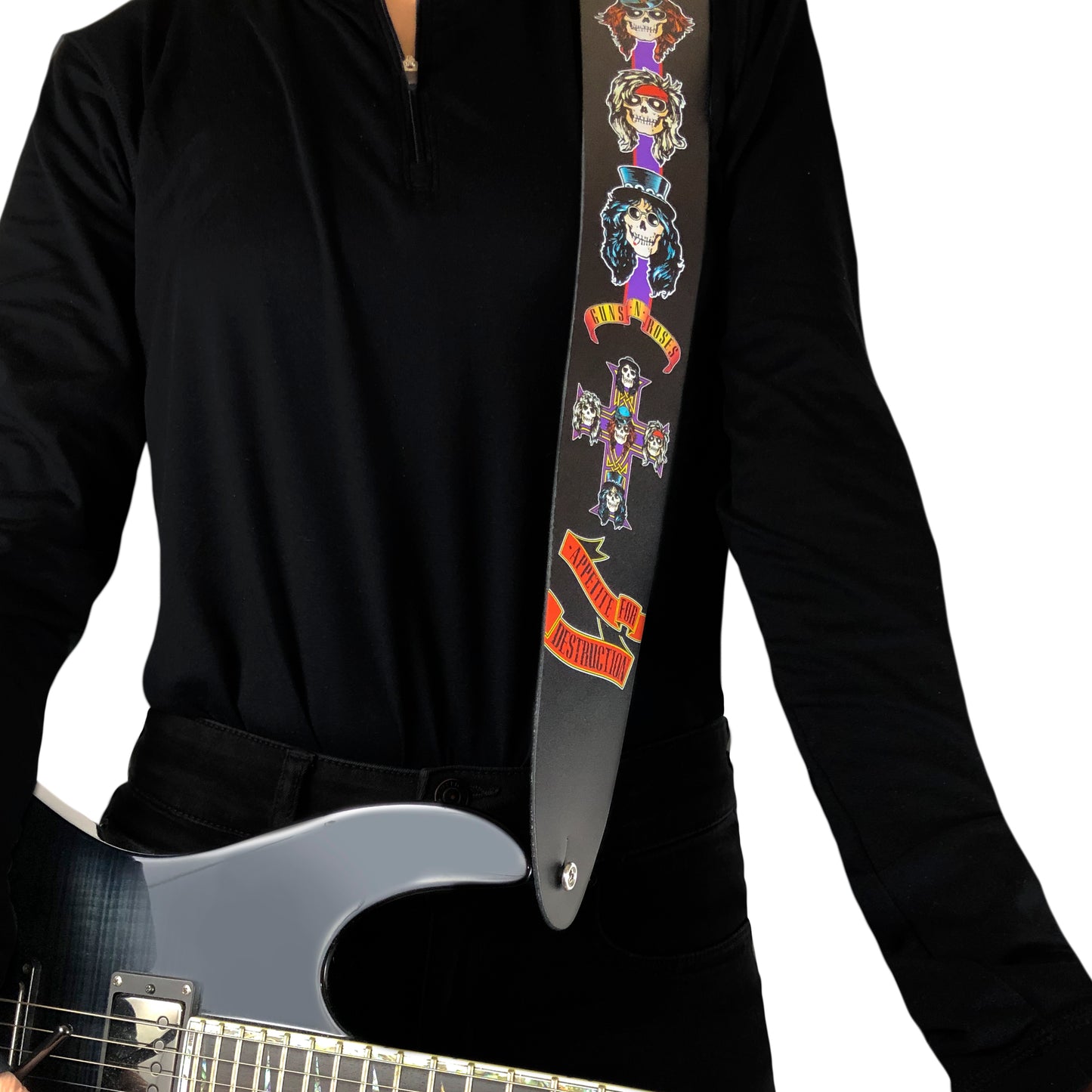 GUNS N ROSES APPETITE FOR DESTRUCTION PRINTED LEATHER GUITAR STRAP