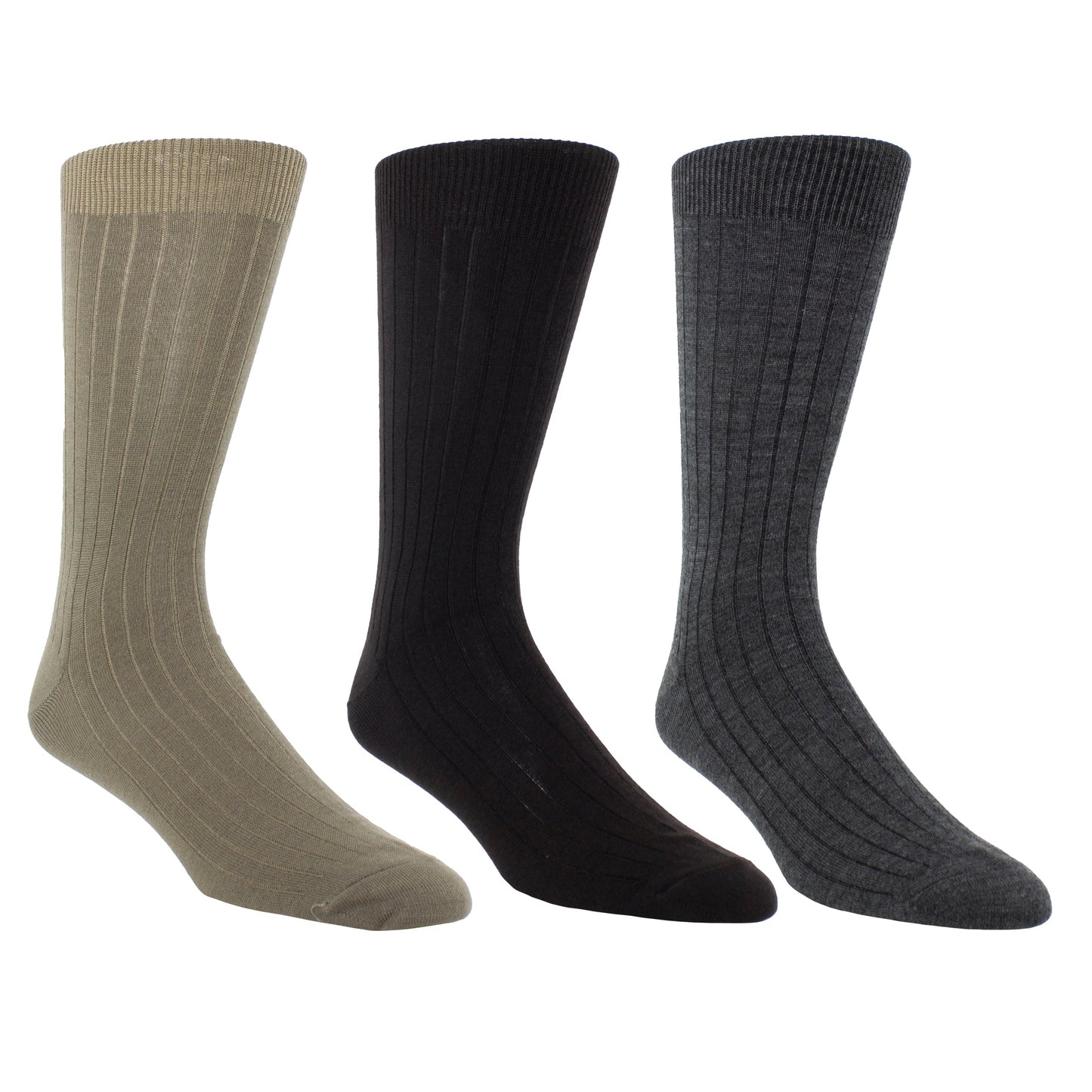 PERRI’S SOCKS™ EVERYDAY MENS CLASSIC RIB - WOOL CREW, 3PAIR