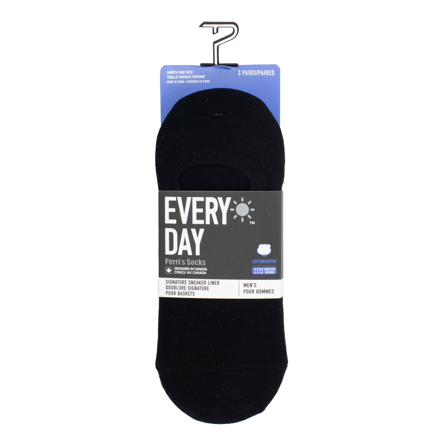 PERRI’S SOCKS™ EVERYDAY MEN'S COTTON LINERS, 3 PAIR