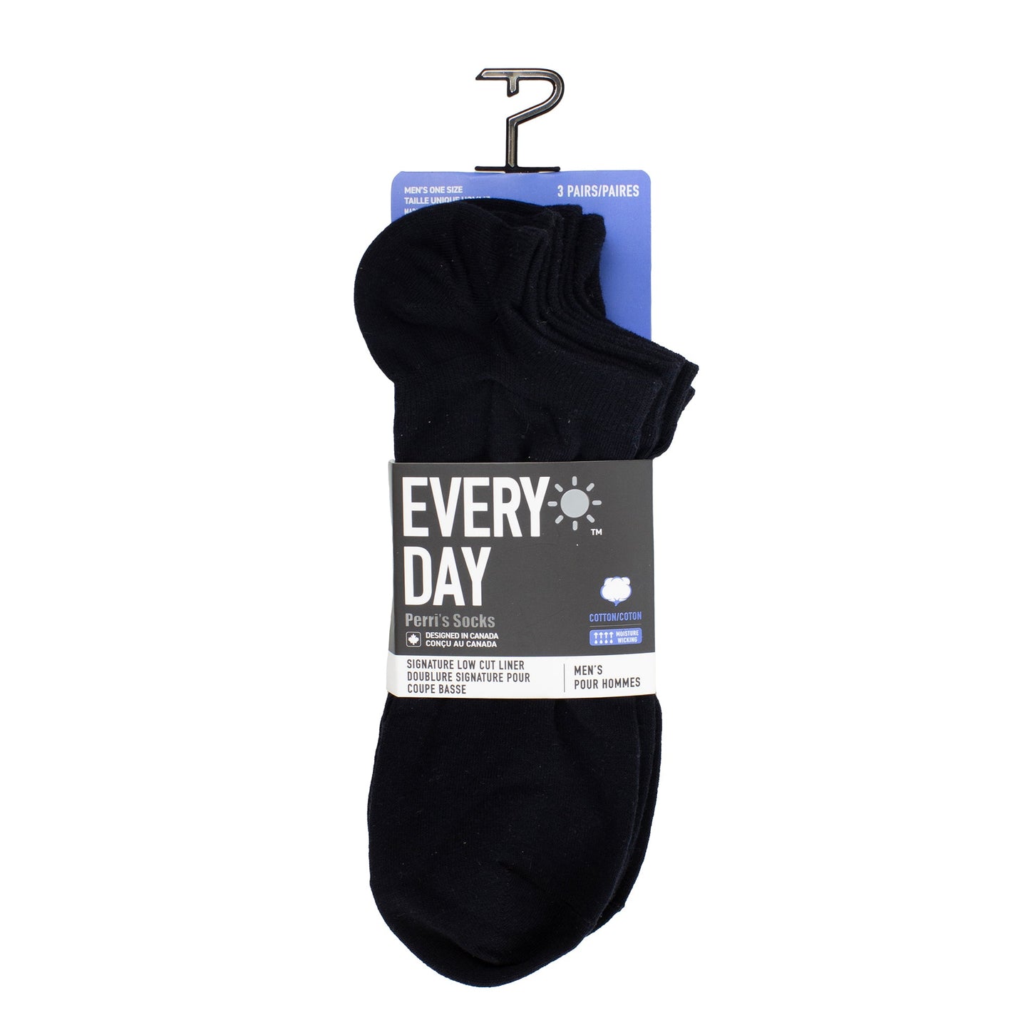 PERRI’S SOCKS™ EVERYDAY MEN'S COTTON LINERS, 3 PAIR