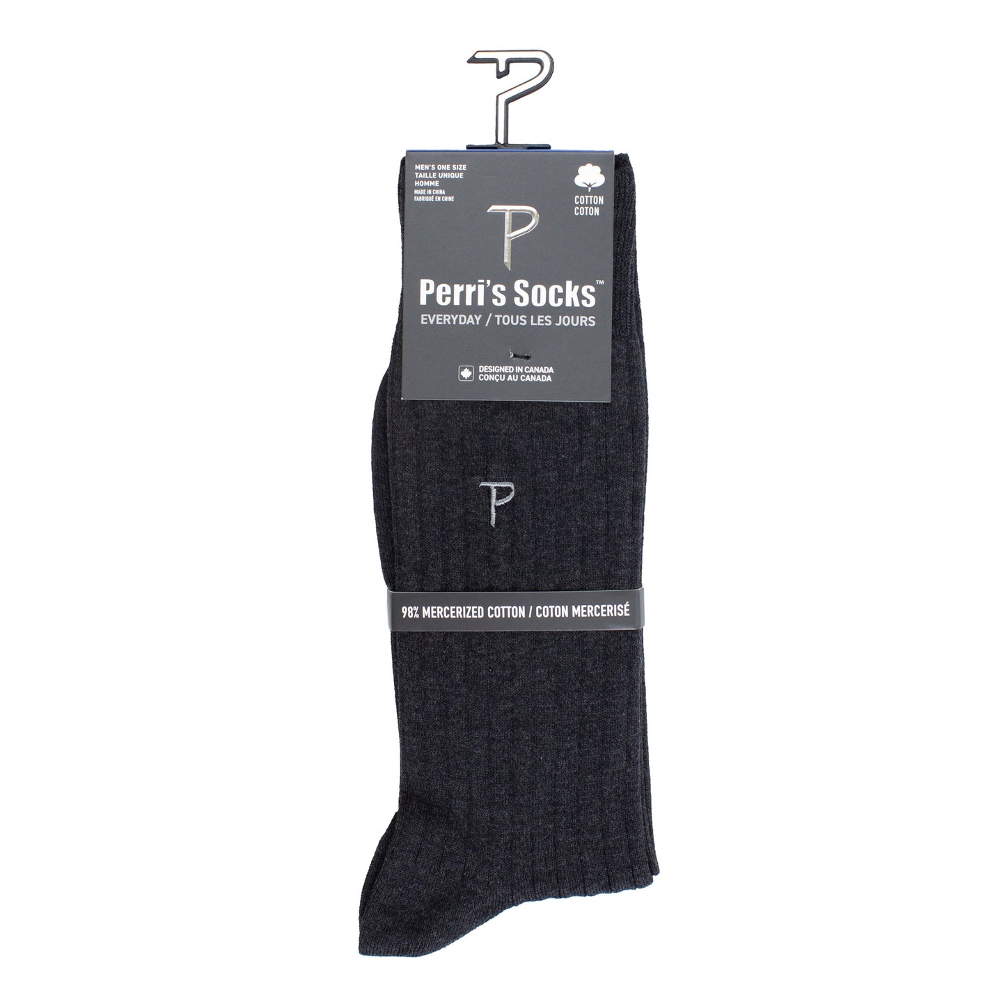 PERRI’S SOCKS™ EVERYDAY MEN'S DRESS CREW RIB, 1PAIR