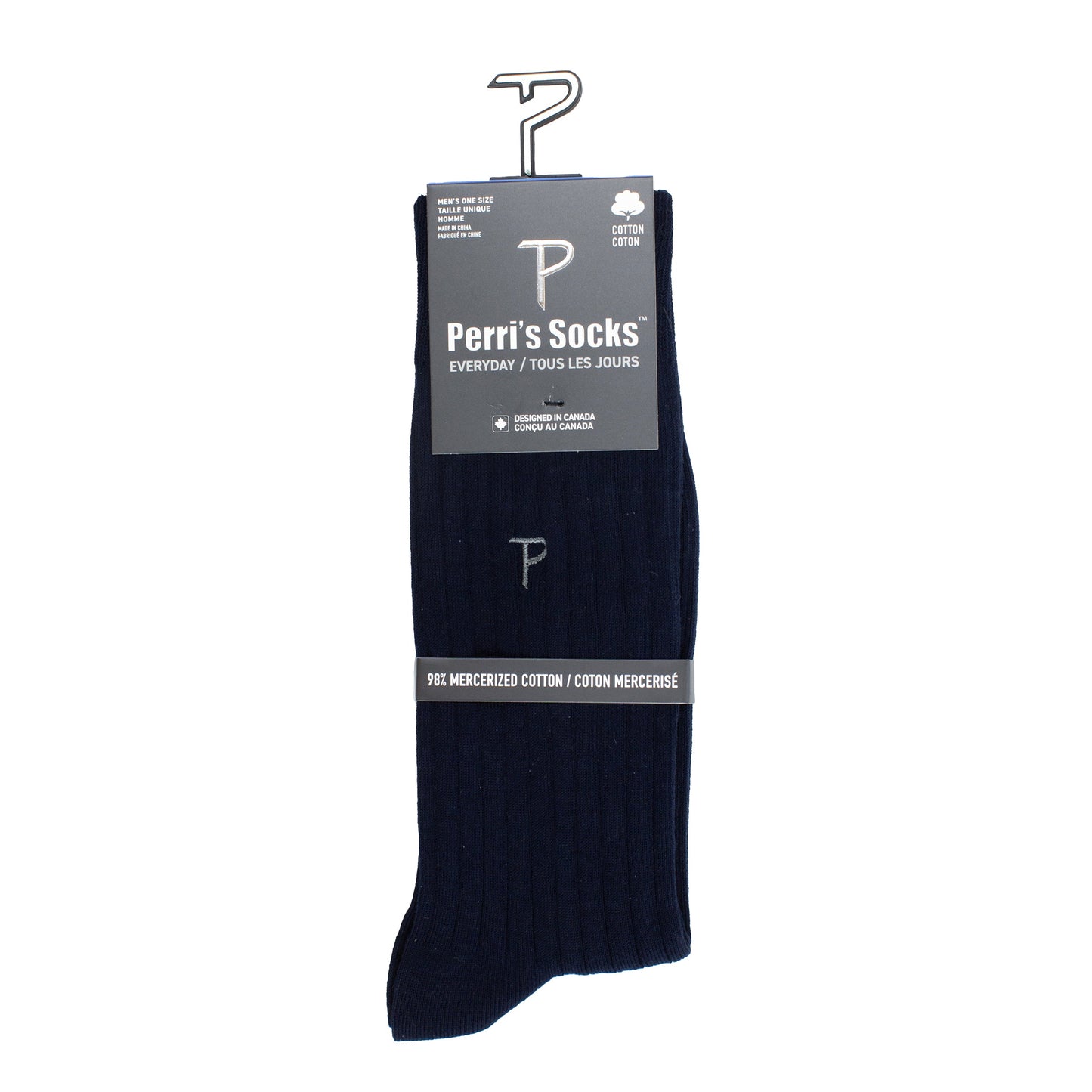 PERRI’S SOCKS™ EVERYDAY MEN'S DRESS CREW RIB, 1PAIR