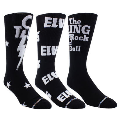 ELVIS ASSORTED CREW SOCKS, 3 PAIR
