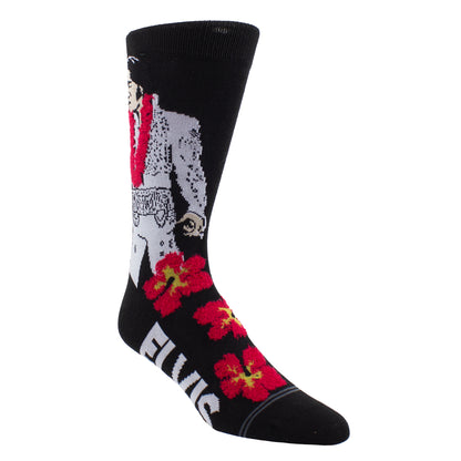 ELVIS PINK/YELLOW HIBISCUS CREW SOCKS, 1 PAIR