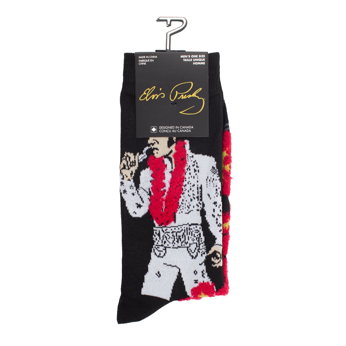 ELVIS PINK/YELLOW HIBISCUS CREW SOCKS, 1 PAIR